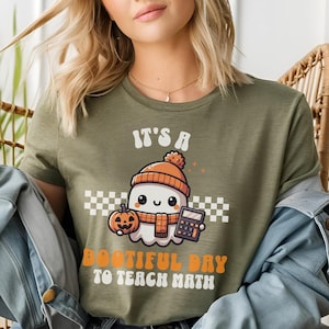 Math Ghost Shirt, Cute Ghost Teacher Halloween Tee, Math Teacher Fall T-Shirt, Funny Halloween School Gift, Teacher Appreciation Gift