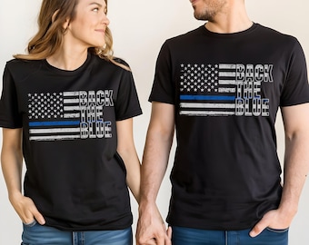 Back the Blue T-Shirt: Verunsicherte amerikanische Flagge, Polizei Geschenk