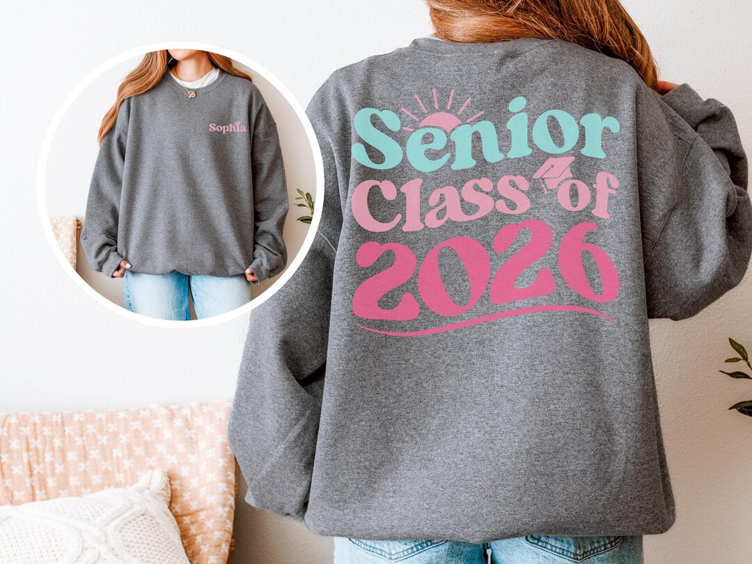 Spring Graduation Sweater Custom Class of 2026 Sweater for Senior, Retro Class of 2026 Graduation ...