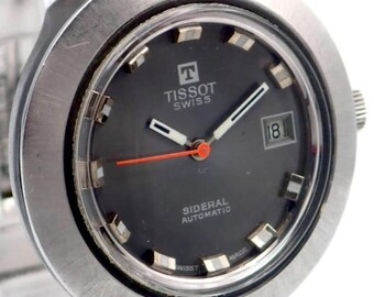 Horloge, vintage horloge, Tissot Sideral glasvezel automatisch, jaren 1960, 40 mm, origineel horloge, mechanisch horloge, cadeau voor hem, horloge voor mannen, stalen armband