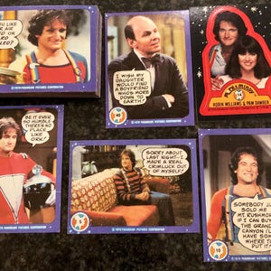 Lote vintage de cartas comerciais de Mork e Mindy