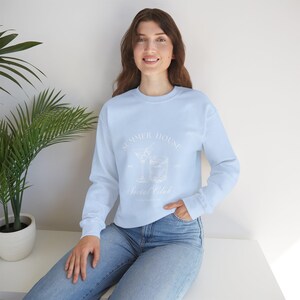 Cosy Summer House ronde hals, coole katoenmix trui, jeukvrije naden afbeelding 5