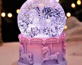 Lighted Snow Globe with Carousel Design