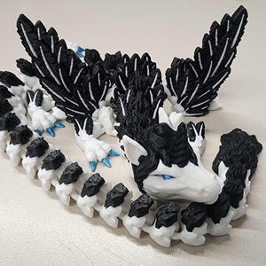3D Printed Articulated Dragon, 16.5" Alicorn Dragon W/Wings
