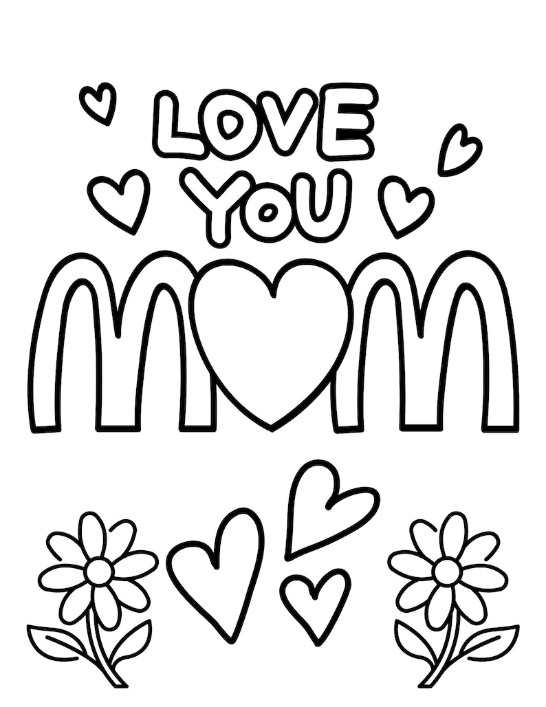 Mother's Day Coloring Pages for Kids - Etsy