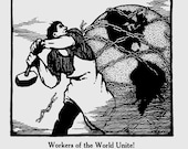 Workers Poster: Worker Smashing the Chains of Oppression | Workers of the World Unite! Retro Socialist Communist Leftist Art Print Unframed