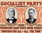 Socialist Party 1908 Campaign Poster Small Print, 4x6" Postcard Leftist Edwardian Socialism | Eugene V Debs Ben Hanford Flat Card Gift