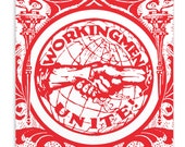 Workingmen Unite! Small Print, 4x6" Postcard Edwardian Socialism, Retro Socialist Communist Anti-Capitalist Pro-Labor Flat Card