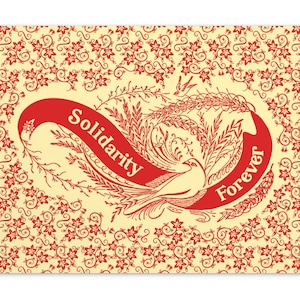 Solidarity Forever Small Print, carte postale 4x6 » | Rétro gauche pro-travailleur pro-travailliste anticapitaliste socialiste communiste carte plate