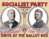 Socialist Party 1912 Campaign Poster Small Print, 4x6" Postcard Leftist Edwardian Socialism | Eugene V Debs Emil Seidel Flat Card Small Gift