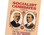 1916 Socialist Candidates Campaign Poster Small Print, 4x6" Postcard Leftist Edwardian Socialism Allan Benson George Kirkpatrick Flat Card