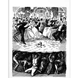 Das profundezas, letras pequenas, cartão postal de 4 x 6 "| Reprodução de cartão plano socialista clássico vintage J.A. Mitchell para presente