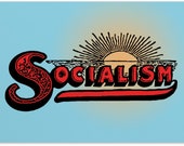 Socialism Sunrise Small Print, 4x6" Postcard | Retro Socialist Flat Card Leftist Anti-Capitalist Edwardian, Small Gift