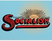 Socialism Sunrise Small Print, 4x6" Postcard | Retro Socialist Flat Card Leftist Anti-Capitalist Edwardian, Small Gift