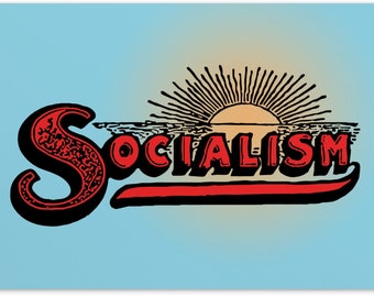 Socialism Sunrise Small Print, 4x6" Postcard | Retro Socialist Flat Card Leftist Anti-Capitalist Edwardian, Small Gift