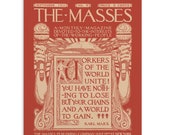 Marxist Small Print, 4x6" Postcard | Workers of the World Unite! Retro Masses Cover Art | Karl Marx Quote Socialist Leftist Flat Card Gift