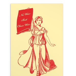 Linke Kleingedruckte, 10x15 cm Postkarte: Kein Krieg, sondern Klassenkrieg, Retro-Stil der 1920er Jahre | Edwardianische Sozialistische Kommunistische Solidarität