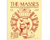 Socialist Small Print, 4x6" Postcard | Hand with Torch Retro Masses 1912 Magazine Cover Art | Leftist Anti-Capitalist Flat Card Gift