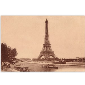 Poster de Paris: Torre Eiffel retrô | França, por volta de 1907, reprodução vintage em tons sépia, arquitetura de viagem eduardiana, impressão artística de cartão postal