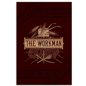 The Workman, letras pequenas, capa de livro vitoriano de cartão postal de 4x6", pró-sindicato, pró-trabalhador, anticapitalista, cartão plano esquerdista, pequeno presente