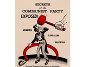 Secrets of the Communist Party Exposed! Small Print, 4x6" Postcard Retro Red Scare Reproduction, Communist Leftist Flat Card Gift