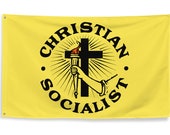 Christian Socialist Flag, 34.5x56 inch Religious Leftist, Anti-Capitalist, Socialism Pro-Labor, Pro-Worker
