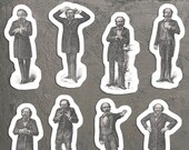 Victorian Mood Men #2 Vinyl Sticker Set, 8 Gentlemen Emotion Stickers: Love, Madness, Expectation, Dignity Weeping Fear Earnestness Laughter