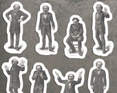 Victorian Mood Men #1 Sticker Set, 8 Vinyl Gentlemen Emotions: Despair Calm Disgust Horror Anger Fear Supplication Laughter, Small Gift