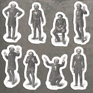 Victorian Mood Men #1 Set de pegatinas, 8 vinilos Gentlemen Emotions: Desesperación Calma Repugnancia Horror Ira Miedo Súplica Risa, Pequeño regalo