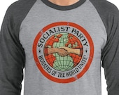 Socialist Shirt, Socialist Party Baseball Raglan Shirt | Workers of the World Unite | Retro Edwardian Socialism, Leftist, Socialist Gift