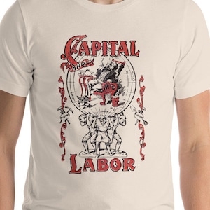 Camiseta de los trabajadores: Capital y trabajo / Camiseta izquierdista del socialismo unisex, Comunista retro, Socialista, Comunismo, Anticapitalista, Regalo pro-Unión