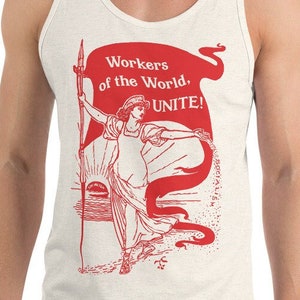 Leftist Tank: Workers of the World, Unite! | Unisex Retro Socialism Shirt, Walter Crane Style, Retro Socialist Anti-Capitalist Pro-Labor