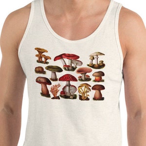 Mushroom Tank: Poisonous Fungi & Mushrooms Edwardian Botanical Illustration Unisex Tank Top, Fungus, Mushroom, Retro Mushroom Gift image 1