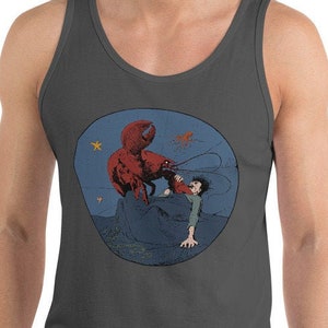 Surreal Vegetarian Shirt, Lobster Revenge Victorian Design Unisex Tank Top, Animal Rights, Nightmare, Ocean, Underwater image 1