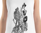 Satan Tank Top, Shady Lady - Devil is in the Details | Unisex Tank Top Satan Demon Shadow Dangerous Edwardian Woman Deceit Satanic Evil