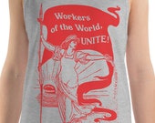Leftist Tank: Workers of the World, Unite! | Unisex Retro Socialism Shirt, Walter Crane Style, Retro Socialist Anti-Capitalist Pro-Labor