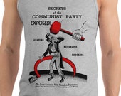Red Scare Tank: Secrets of the Communist Party Exposed! Retro Unisex Top, Hammer and Sickle, Uncle Sam Communism