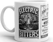 Quackery Mug: Electric Bitters Pseudoscience Ceramic Mug | Victorian Medical Advertising | Patent Medicine, Junk Science Gift, Doctor Gift