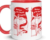 Leftist Mug: Workers of the World, Unite! Retro Walter Crane Style Socialism | Edwardian Socialist, Pro-Labor Ceramic Mug