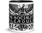 Socialist Mug: The Socialist League, Black Inside | Agitate, Educate, Organize! Socialist Gift Walter Crane Socialism Leftist