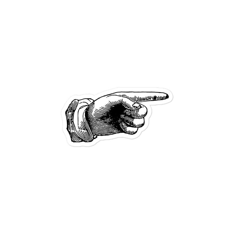 Victorian Pointing Finger #2 Large Vinyl Sticker: Retro Antique Style ...