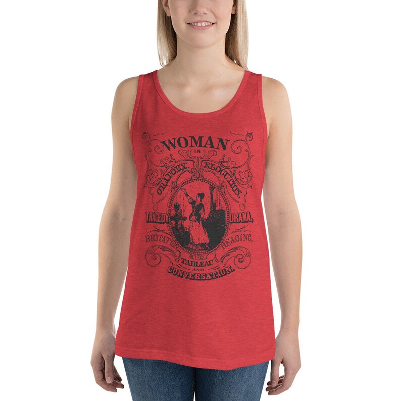 Feminist Tank: Woman in Oratory, Elocution, Tragedy, Drama, Recitation, Reading, Tableau & Conversation, Ornate Victorian Womanhood Gift Red Triblend