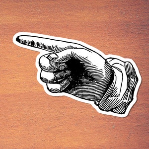 Viktorianischer Zeigefinger #2 Großer Vinyl-Aufkleber: Retro-Antik-Stil Dieser Weg Hand-Punkt-Aufkleber Blickrichtungs-Aufmerksamkeits-Aufkleber Richtung