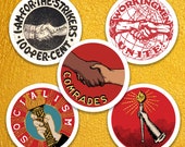 Socialist Sticker Variety Set #2 | Workingmen Unite! Comrades, Pro Strikers, Socialist Torch Retro Socialism Socialist Gift
