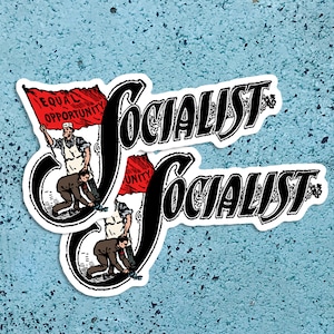 Set Two Socialist Large Vinyl Stickers | Edwardian Socialism | Retro Socialism, Equal Opportunity Flag, Small Gift