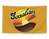 Socialist Flag: Retro 1970s Style Socialism Sunrise, 34.5x56 inches |  Leftist Anti-Capitalist Pro-Labor Art