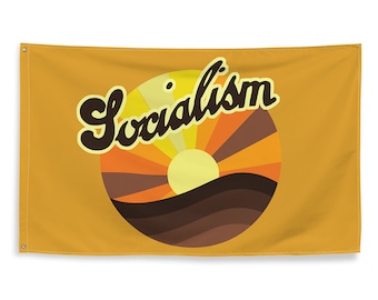 Socialist Flag: Retro 1970s Style Socialism Sunrise, 3 x 5 Feet |  Leftist Anti-Capitalist Pro-Labor Art