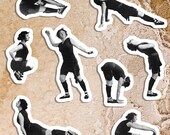 Retro Limber Ladies #3 Sticker Set | 8 Vinyl Workout Women Stickers | Exercise, Gym, Health, Fitness Stretch, Small Gift