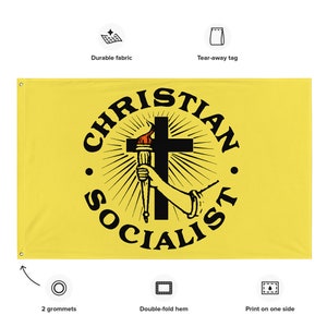 Christian Socialist Flag, 3x5 Foot Religious Leftist, Anti-Capitalist, Socialism Pro-Labor, Pro-Worker image 2