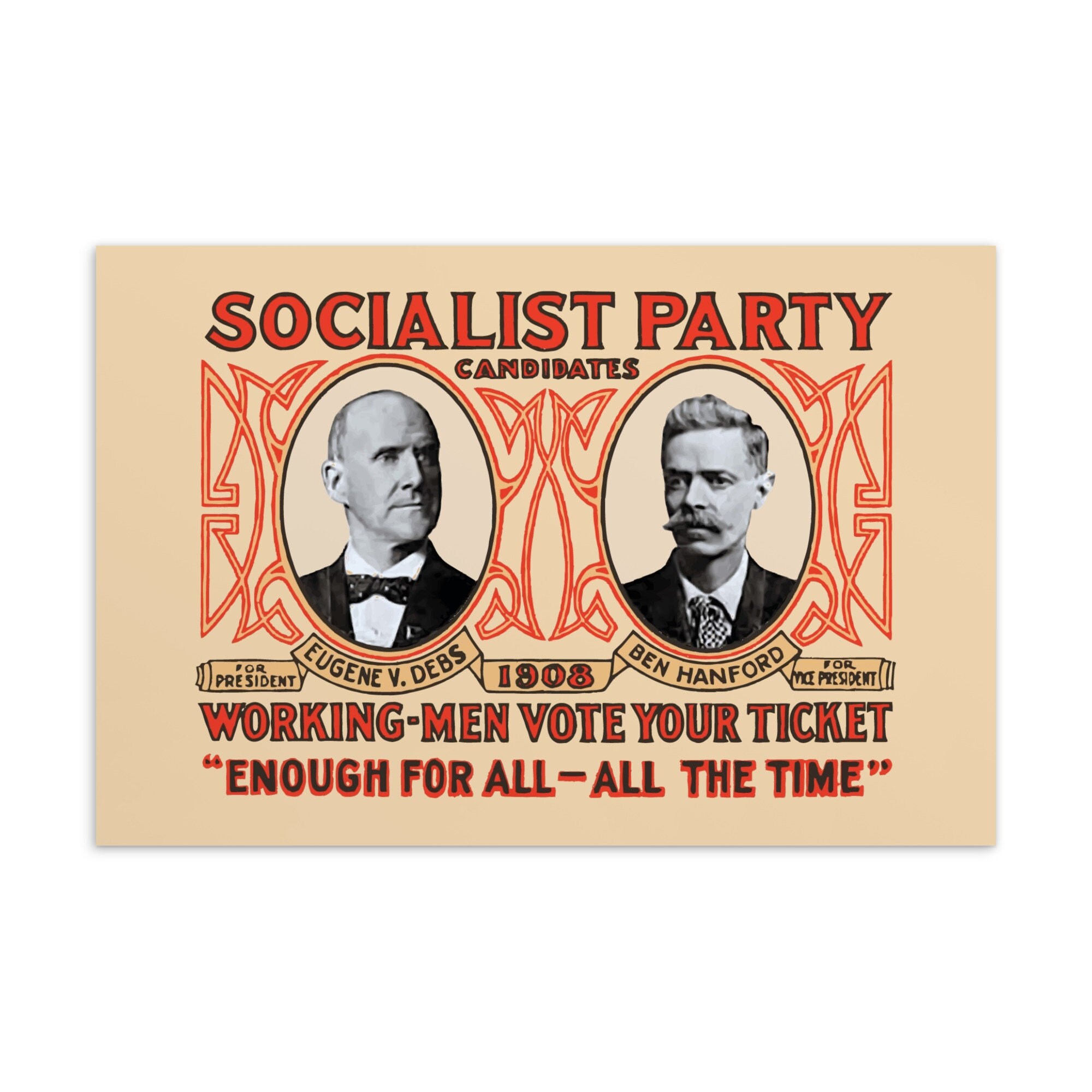 Socialist Party 1908 Campaign Poster Small Print, 4x6